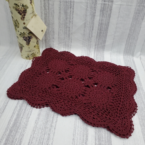 Beautiful Knit Tablemats - 6pc Set Wine - Picture 8 of 14